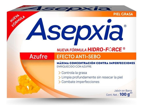 Jabón En Barra Asepxia Azufre Efecto Antisebo 100g