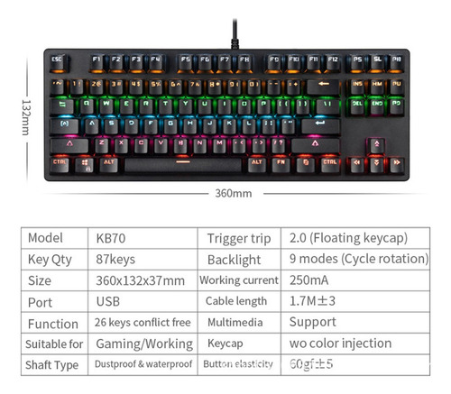 Gamer - Alfombrilla De Ratón Con Teclado Mecánico, Color Azu
