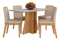 Comprar Mesa Com 4 Cadeiras Senegal 1,36 Cin\u002Foff Whit\u002Fbege - M.a Cor Cinamomo\u002Foff White\u002Fbege 03 Desenho do tecido das cadeiras Liso