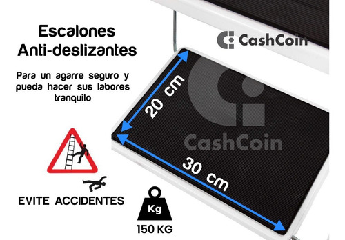 Imagen 4 de 10 de Escalera Metálica Plegable De 2 Escalones Antideslizante