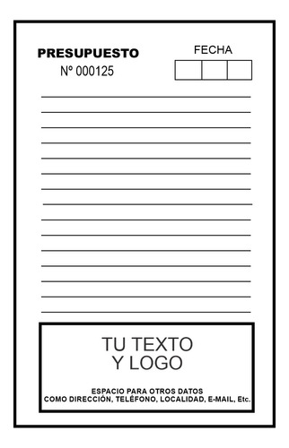 4 Talonarios Personalizados Duplicados Presupuesto 11x17 Cm