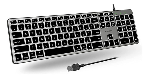 Teclado Con Cable Usb Macally Funcional Led Gris Para Mac