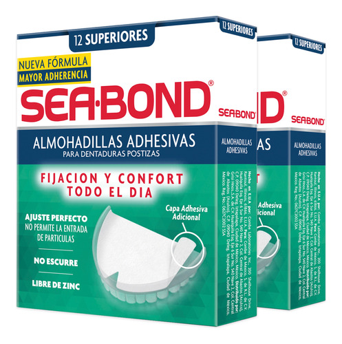 Sea Bond Almohadillas Adhesivas Superiores 12 Pz 2-pack 