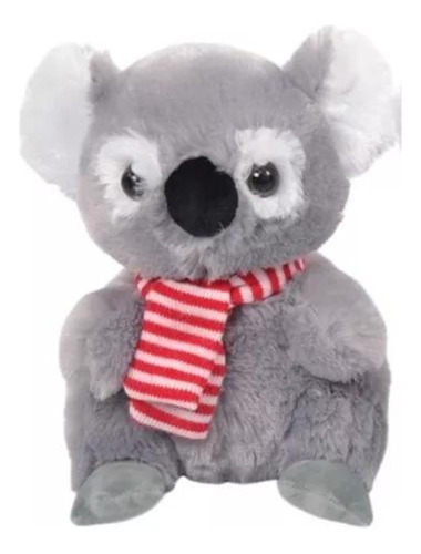 Koala De Peluche Con Bufanda Navideña 23cm Woody Toys Color Gris
