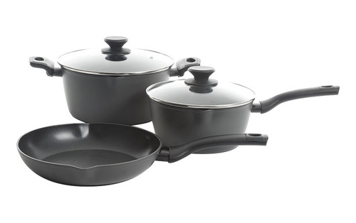 Batería De Cocina Oster Kings Aluminio Forjado Gris 5 Piezas