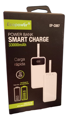 Cargador Portatil Ecopower 33000 Mah Smart Charge Negro