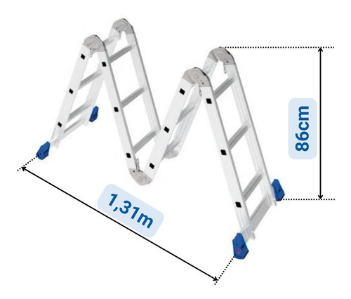 Escada Articulada 12 Degraus 4x3 C/plataforma Profissional Cor Azul