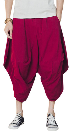 Hombres De Color Sólido Pantalones Harem Hippie Yoga Pantal