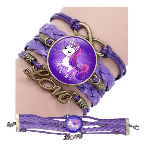 Unicornio Brazaletes, Mxucn-005, 5pzas, Morado, Unicornio, Color Morado Diámetro 7 cm Largo 155 cm