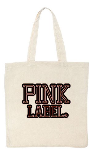 Bolsa Tote Bag Pink Label Corazón Color Beige Diseño de la tela Liso