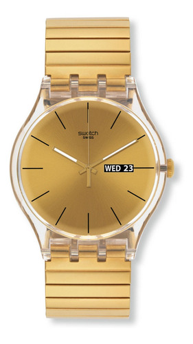 Reloj Swatch Malla Elastizada Dorado Suok702 Dazzling Light