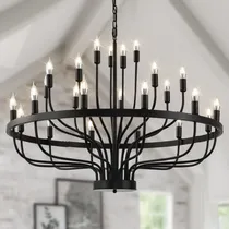 Comprar Candelabro Negro 24 Luz Moderna Lampara Granja Comedor Vela