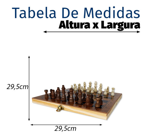 Imagem 7 de 7 de Jogo De Xadrez / Dama / Gamao Em Madeira - 30cx30c