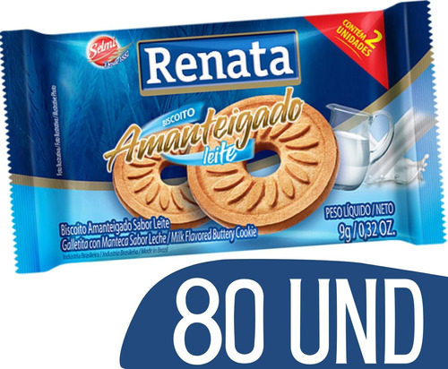 Biscoitos Amanteigados Em Sache Renata Leite - 80 Und