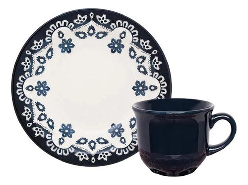 Taza de té Energy de 200 ml, color azul marino con platillo, Oxford