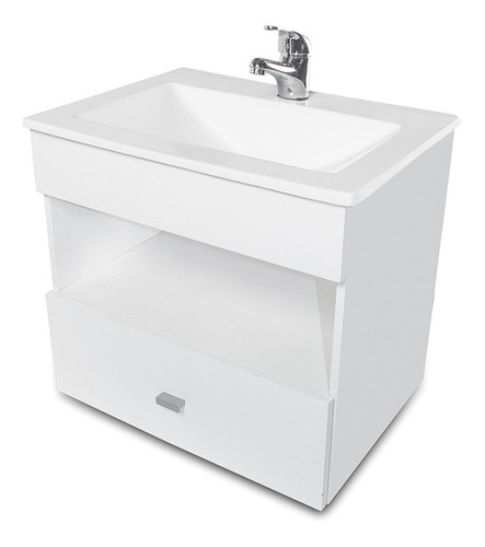 Imagen 6 de 8 de Vanitory Laqueado Cajon Colgante Blanco Colgar 50cm Bacha
