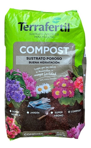 Compost Sustrato Poroso Buena Hidratación Terrafertil 10 L