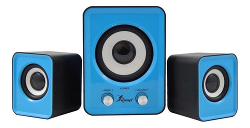 Caixa De Som Bluetooth Subwoofer 2.1 6w Kp-7023 Azul