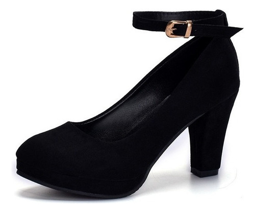 Zapatos De Tacón Grueso For Mujer En Color Negro