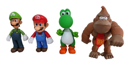 Combo 4 Muñecos Mario Super Coleccionables Figuras Acción 