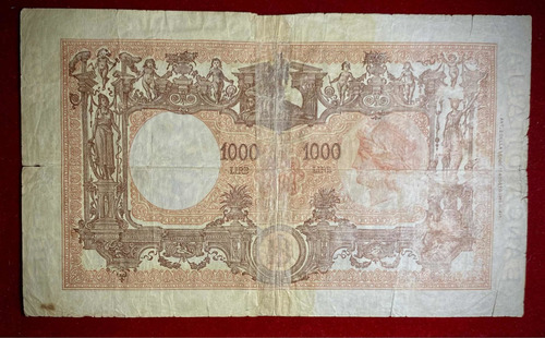 Billete 1000 Liras Italia 1943 Pick 72 A.1 Gran Tamaño (Usado)
