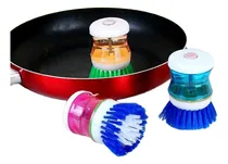 Comprar Cepillo Lavaplatos Cocina Con Dispenser Jabon Recargable X4