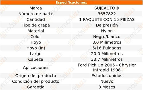 Grapa De Presión Nylon Bca-negra Sujeauto Ford-pick Up 2005
