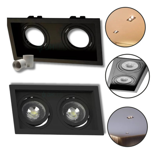 Kit 17x Spot Embutir 2 Par20 Duplo Recuado Save Energy Preto 110v/220v