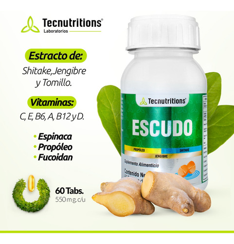 Suplemento Escudo Tecnu® Sistema Inmune Aumenta Defensas Sabor Sin sabor
