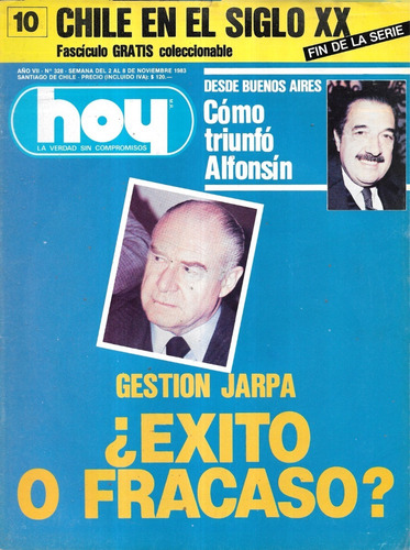 Revista Hoy 328 / 2 A 8 Noviembre 1983 / Gestión Jarpa