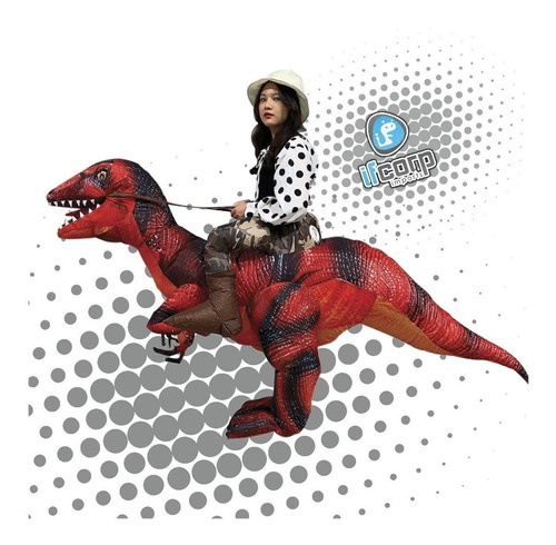 Disfraz Inflable Velociraptor Negro Dinosaurio T-rex Montado