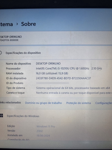 Notebook Vaio Fe14 Core I5 10a 16gb Ssd M.2 256gb Win10p Cinza (Usado)