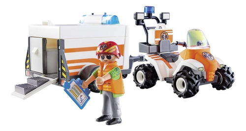 Quadriciclo de resgate Playmobil City Life 70053 com trailer