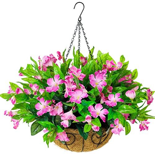 Artificial Flowers Hanging Basket For Outdoor Indoor, F...