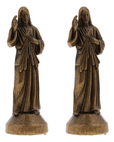 2 Miniestatuas Decorativas Con Figuras Religiosas Sagradas [
