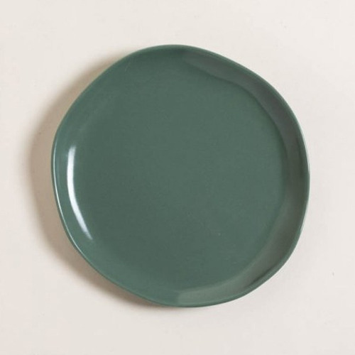 Plato Playo Ceramica C/borde Irregular Semi Mate Green 27cm