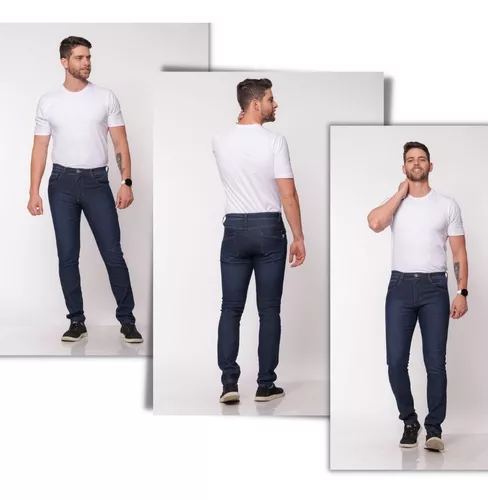 Calça Masculina Jeans Com Elastano Básica Tradicional Serviço Trabalho