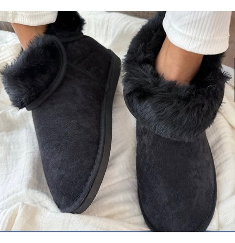 Pantufla Chinela Bota Con Piel Negra