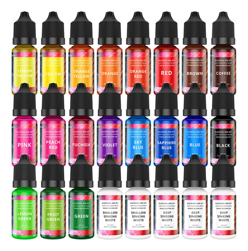 24 Botella Tinta Base Alcohol Colorante Pigmentado Resina