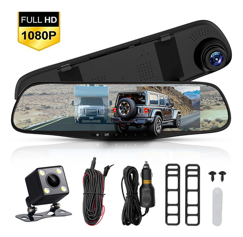 Essgoo Retrovisor For Automovil 4.3 inch 1080p Hd With Audio