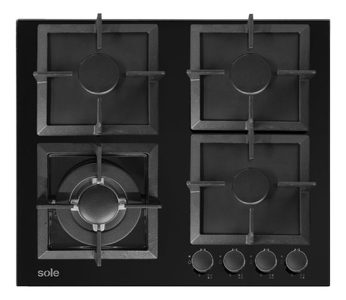 Cocina Empotrable Sole 4q Vidrio 60cm Solco070 Color Negro