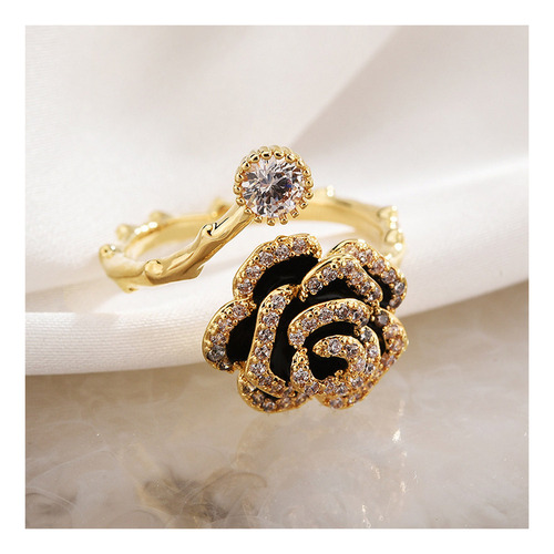 M Anillo De Rosa Chapado En Oro De Cobre Puro Con