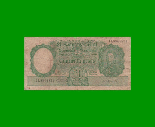 Billete Moneda Nacional $50 Bot 1993, Año 1957, Estado B.-