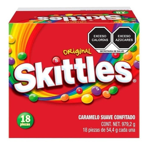 Caramelo Confitado Skittles Original 18 Piezas De 54.4 G C/u