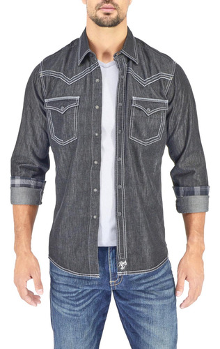 Camisa Vaquera Wrangler Hombre Manga Larga 70x