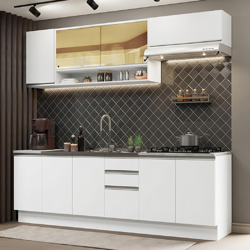 Cocina Integral Completa Modular Madesa Glamy 240cm Color Blanco 12
