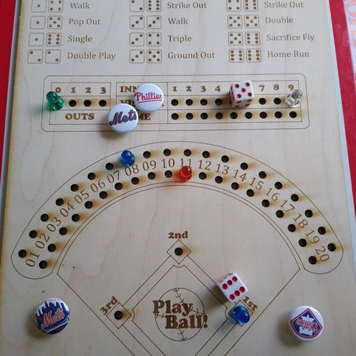 Juego De Mesa De Dados De Béisbol, Pinball De Madera