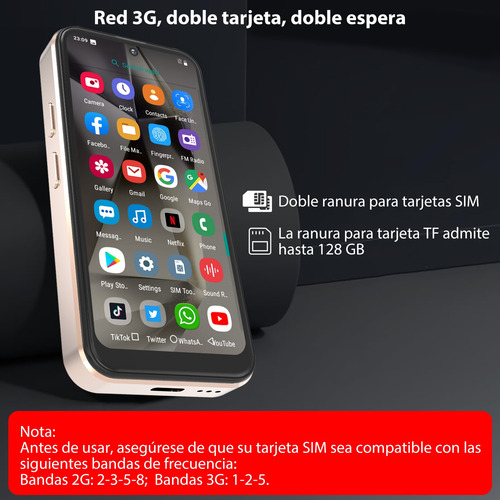 W&o F11 Mini Teléfono Inteligente Hd 3g Doble Sim 4gb Ram 64gb De Almacenamiento Rom Larga Duración Con Sistema Operativo Android Cámara 8mp + 5mp