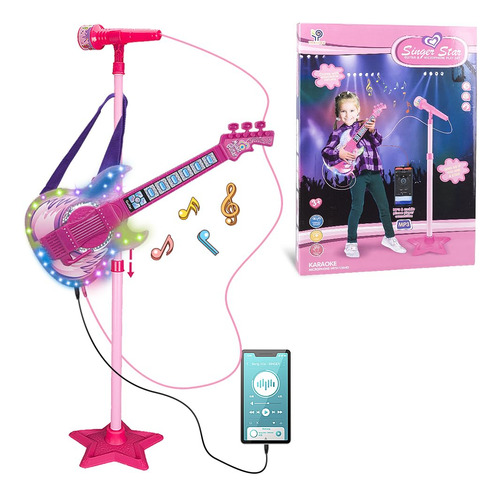 Set De Guitarra Y Micrófono Takihon Para Niños Con Música Y