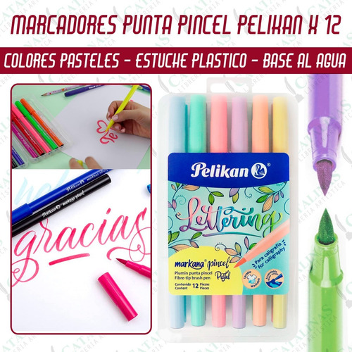 Marcadores Lettering Brush Pastel Pelikan X 12 Microcentro